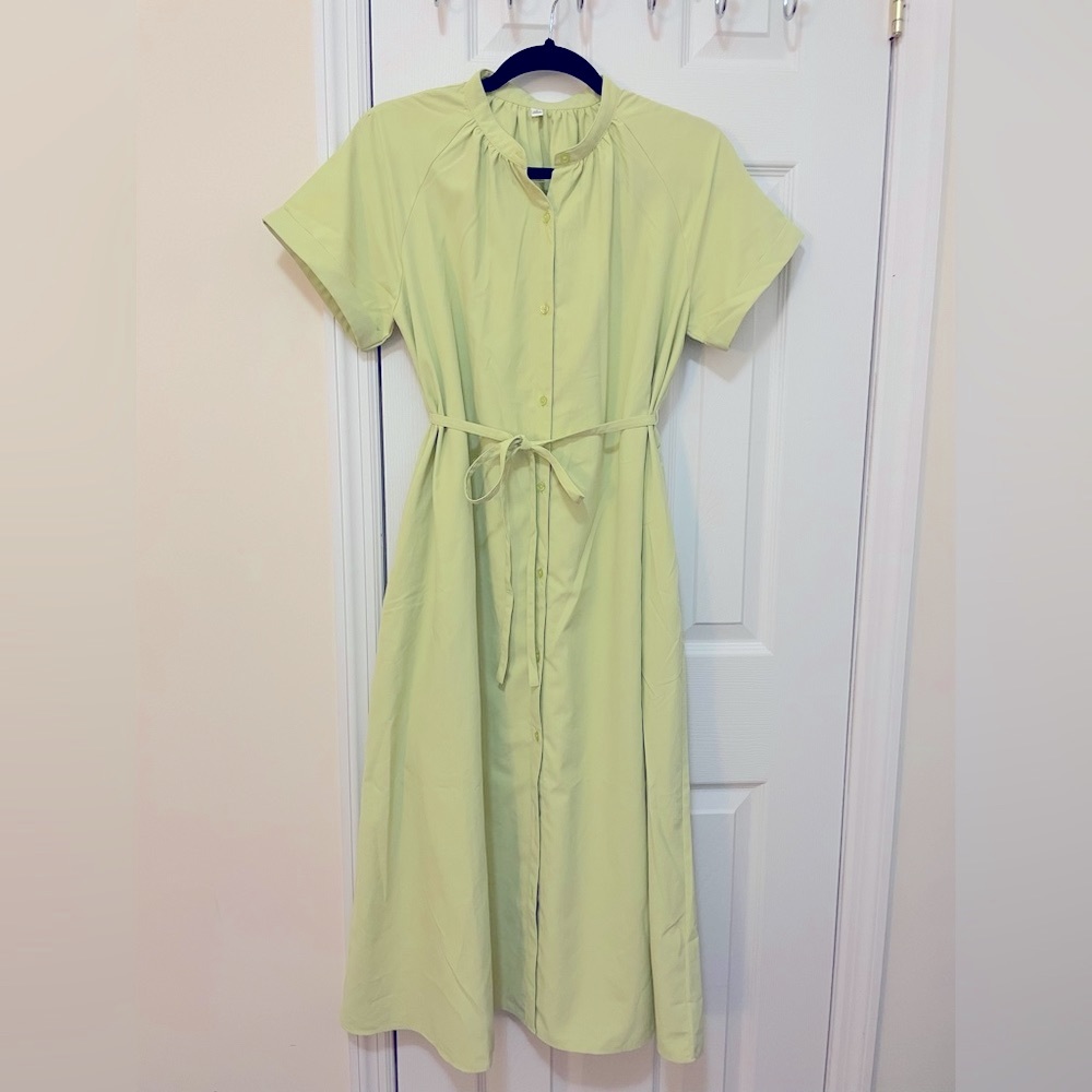 Shirt Dress Button Down Tie Waist 2 side pockets women smart casual spring chic
